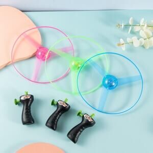 3 Pack LED Pull String Flying Disc Toy Hand Launch Flying Saucer For Kids
